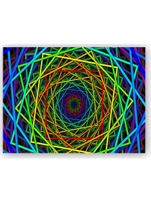 Caka Tablo   Ahşap Tablo İçiçe Sarmal Renkli Kareler