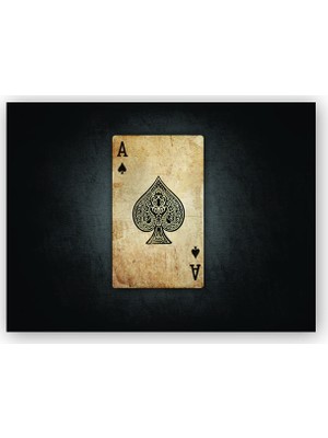Caka Tablo   Ahşap Tablo İskambil Kağıdı Maça As Eski