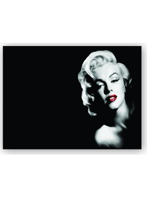 Caka Tablo   Ahşap Tablo Marilyn Monroe Kırmızı Ruj SB