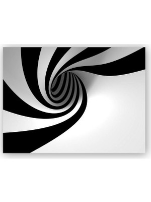 Caka Tablo   Ahşap Tablo Siyah Beyaz Sarmal Şeritli Tünel