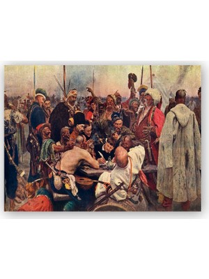 Caka Tablo   Ahşap Tablo Zaporozhian Mektup Yazarken Ilya Repin