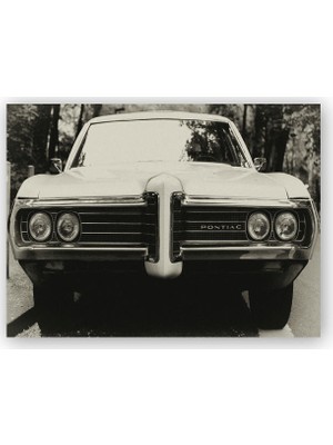 Caka Tablo   Ahşap Tablo Pontiac Otomobil Siyah Beyaz Fotoğraf