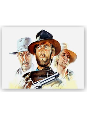Caka Tablo   Ahşap Tablo Clint Eastwood Bir Kaç Dolar İçin Çizim