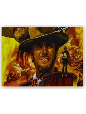 Caka Tablo   Ahşap Tablo Clint Eastwood Kompozisyon