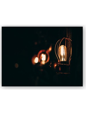 Caka Tablo   Ahşap Tablo Karanlığı Delen Lambalar