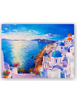 Caka Tablo   Ahşap Tablo Akdeniz Sahilinde Şehir Görseli