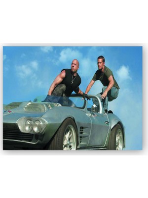 Caka Tablo   Ahşap Tablo Hızlı ve Öfkeli Paul Walker ve Vin Diesel