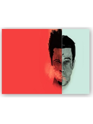 Caka Tablo   Ahşap Tablo Fight Club Jack ve Tyler Tek Yüzler