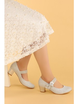 Kiko 752 Çupra Günlük Kız Çocuk 4 cm Topuk Babet Ayakkabı Gümüş