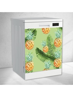 Basıver Sticker Beyaz Eşya Set Kaplama Folyosu Ananas Desenli