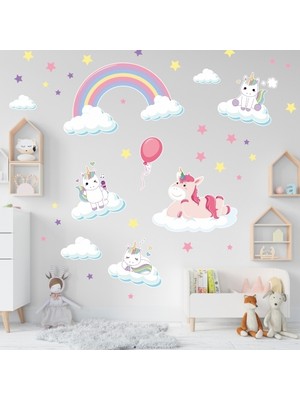 Basıver Duvar Sticker Seti Çocuk Odası Sevimli Unicornlar S20EVD12