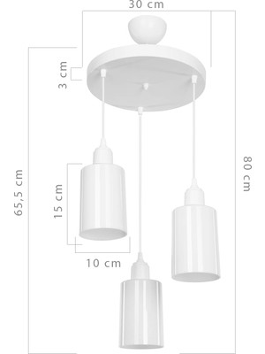 Modelight Aksel 3'lü Avize Opal Optik Camlı Beyaz