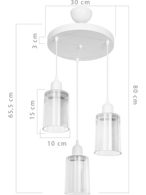 Modelight Aksel 3'lü Avize Şeffaf Optik Camlı Beyaz