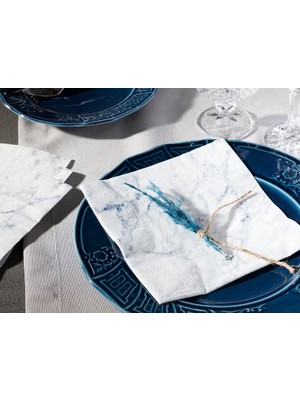 English Home Marble Kağıt 20 Adet Kağıt Peçete 33 x 33 cm Beyaz