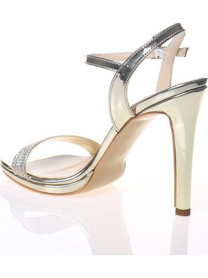 Çnr&Dvs Gold Ayna Taşlı Tek Bant Kadın Abiye Ayakkabı CNR91090