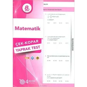 4 Adım Yayınları 4 Adım 8. Sınıf Matematik Çek Kopar Yaprak Test