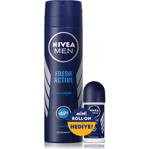 NIVEA Fresh Active Erkek Sprey Deodorant 150 ml +  NIVEA Fresh Active Erkek Mini Roll-on 25 ml