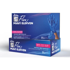 Reflex Glove Yeni Nesil Hibrit Teknoloji Polietilen Eldiven 100'lü Paket Mavi L-XL