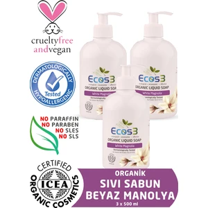 Organik Sıvı Sabun Beyaz Manolya 3Lü Set 500 ml x 3