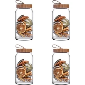 43593 Woody Bamboo Kapaklı Kavanoz 1130 cc - 4 Adet