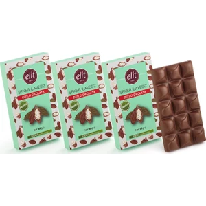 Şeker İlavesiz ve Prebiyotik Sütlü Çikolata 60g 3'lü Set (3x60g) Glutensiz