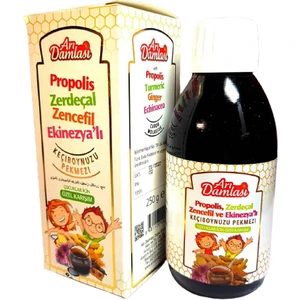 Arı Damlası Doğal Propolis-Zerdeçal-Zencefil ve Ekinezyalı Çoçuklar Için Keçiboynuzu Pekmezi 250 ml