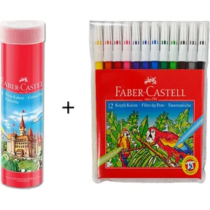 24'lü Tüp Kuru Boya + Faber-Castell 12 Renk Keçeli Kalem