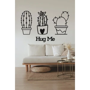 Kaktüs Duvar Dekoru + Hug Me 3 Lü Kaktüs Duvar Süsü Kaktüs Tablosu