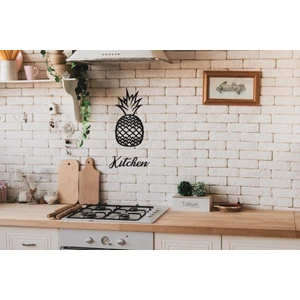 Ananas Duvar Dekoru + Kitchen Yazısı Duvar Süsü Ananas Tablosu