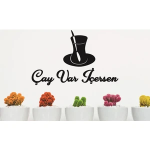 Çay Var Içersen Duvar Tablosu Dekoratif Ahşap Duvar Yazısı