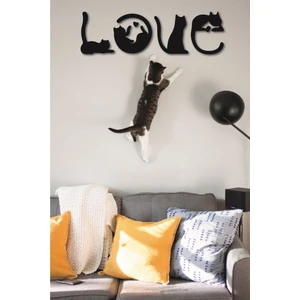 Kedi Tablosu Love Duvar Yazısı Dekoratif Tablo Ahşap Duvar Tablosu