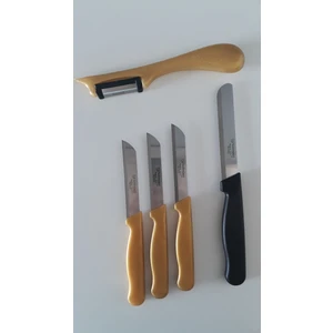 3 Adet Simli Gold Meyve Bıçağı, 1 Adet Topuz Saplı Yan Soyacak ve 1 Mikro Tırtıklı Doğrama Bıçağı Seti