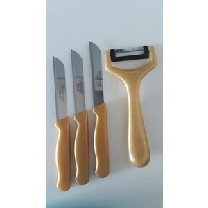 3 Adet Simli Gold Meyve Bıçağı ve 1 Adet Düz Soyacak Seti