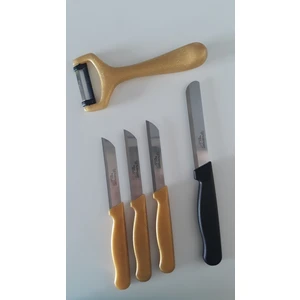 3 Adet Simli Gold Meyve Bıçağı, 1 Adet Düz Soyacak ve 1 Mikro Tırtıklı Doğrama Bıçağı Seti