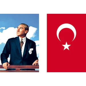 Bayrakal Atatürk Resmi ve Türk Bayrağı Ikili Set 100x150cm
