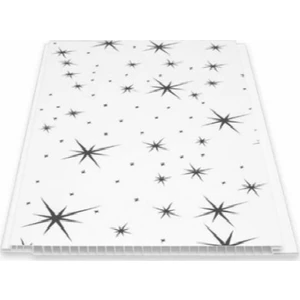 Büker Plastik Siyah Yıldızlı Plastik Pvc Duvar  Tavan Lambiri  10'lu 20 cm x 1 Metre  2 Metrekare