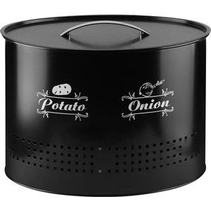 Metal 2 Bölmeli Oval Patates Soğan Kutusu Siyah