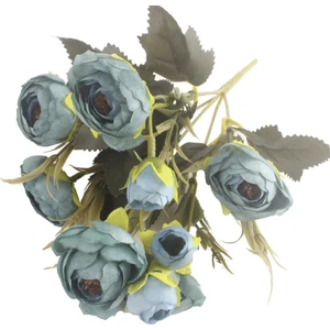 Yapay Çiçek Erengül Yapay Gül Demeti 6 Çiçekli Turkuaz