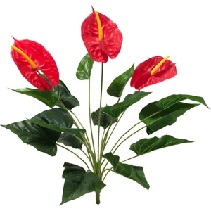 Islak Antoryum Kırmızı Yapay Çiçek Etli 1.kalite 3 Kafalı Anthurium