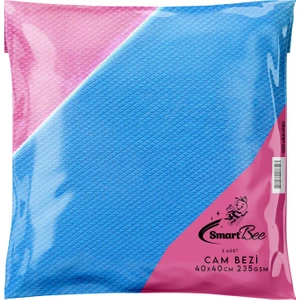 2'li Mikrofiber Cam Silme Bezi 40x40 235GR/M2 - Pembe/mavi