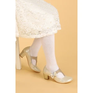 Kiko 755 Vakko Günlük Kız Çocuk 4 cm Topuk Babet Ayakkabı Altın