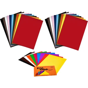 Fon Kartonu 25 x 35 cm 10 Renk 2'li + El işi Kağıdı 10 Renk Tekli