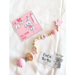 Coco Bebe İsme Özel Ahşap Emzik Zinciri