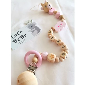 Coco Bebe İsme Özel Ahşap Emzik Zinciri