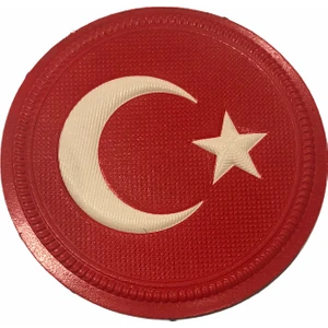 Moda Canel 3D Yuvarlak Bayrak Arma (Cırtlı)-7 cm