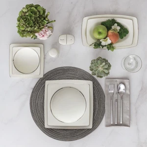 Güral Porselen Yemek Takımı 85 Parça Caroline Kare Platin