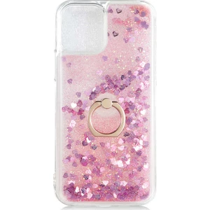 Apple iPhone 12 Mini Kılıf Milce Sulu Yüzüklü Silikon Arka Kapak Pembe
