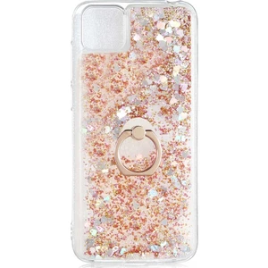 Huawei Y5P Kılıf Milce Sulu Yüzüklü Silikon Arka Kapak Gold