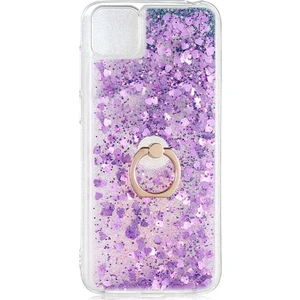 Huawei Y5P Kılıf Milce Sulu Yüzüklü Silikon Arka Kapak Mor