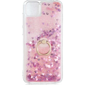 Huawei Y5P Kılıf Milce Sulu Yüzüklü Silikon Arka Kapak Pembe